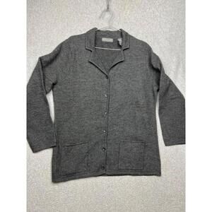KATE HILL Wool Long Knit Cardigan Jacket Womens Size L Minimalist Grannycore